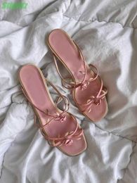 Other Shoes Small Flower Decoration Slippers Sweet Summer Cute Strappy Shoes For Women Dress Outside Slippers Kitten Heel Comfortable