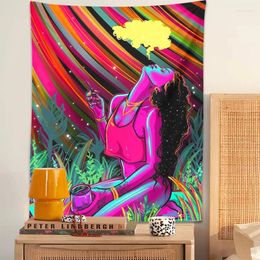 Tapestries Trippy Tapestry Hippie Cool Girl Wall Hanging Purple Art Anime Aesthetic Bedroom Dorm Living Room Home Decor