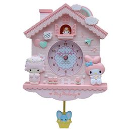 Cartoon Large Wall Clock Modern Design Nixie Kids Girls My melody Swing Silent Bedroom liveroom Wall Clock For Children's roo259E