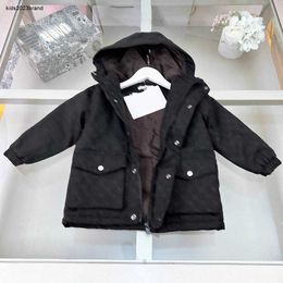 New kids Cotton jacket baby Hooded Colour blocking denim coat Size 100-160 Full print of letters child Outwear Jan20