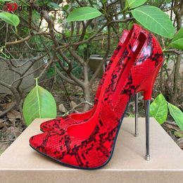 Dress Shoes 16cm All SnakeSkin Pumps Extreme High Heels Sexy Red Inside Fetish Stilettos Drag Queen Model Man Unisex Factory Customize Shoes
