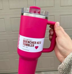 Stock Cosmo Pink Target Red Tumblers Pink Parade Flamingo Cups H2.0 40 oz cup with handle Lid and straw coffee Water Bottles With 1:1 LOGO 40oz Valentines Day 0131