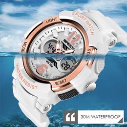 Relogio Feiminino Digital Watch Women 30M Waterproof Electronic Sports For Fitness Resin Wrist Lady LED White Wristwatches234C