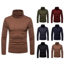 Winter Men Solid Colour High Neck Long Sleeve Slim Shirt Warm Bottoming Top Tee Keep Warm Tight Shirt for Men Clothes Inner Wear 240119