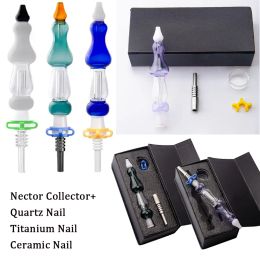 Nector Collector NC Hookahs Smoking Pipes Smooth Hit Long Calabash Style Pro Bubbler Glass Bong Nector Collectors Oil Dab Rigs With ZZ