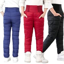 Trousers 2-12Y Children Winter Pants Girls Cotton-padded Thicken Warm Ski Pant High Waist Toddler Kids Casual Leggings Baby Boys