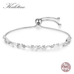 Bangles KALETINE Fashion 925 Sterling Silver Bracelet Clear Cubic Zircon Tennis Charm Bracelets for Women Jewellery