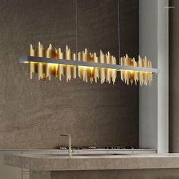 Pendant Lamps Restaurant Modern Chandelier Lighting Iceberg Design LED Kitchen Island Rectangular Fixture Gold Black230x