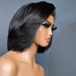 Kinky Straight Short Bob Wig Human Hair 360 Lace Frontal Wigs Pre Plucked with Baby Hair Curly Short Bob Lace Wigs for Women