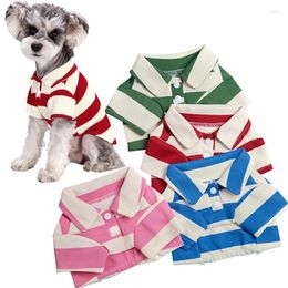 Dog Apparel Stripe Letter Pet Dogs Clothes Summer Polo Shirt Breathable Puppy For Small Medium Clothing Chihuahua Yorkshire