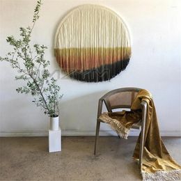 Tapestries Nordic Bohemian Hand-knit Craft Macrame Tapestry Round Circle Wall Hanging European Style Home Decoration Sofa Background