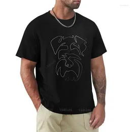 Men's Polos Dog Schnauzer Minimal Line Drawing Contour Face Portrait T-Shirt Graphics T Shirt Short Sleeve T-shirts For Men Cotton