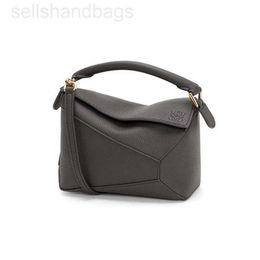 Bags Puzzles Loewwes Handbag Spliced Genuine Leather 7A Mini Dark Soft Calfskin Handbag