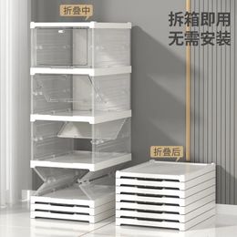 Foldable Integrated Shoe Box Organiser and Storage Boxes Cabinet Transparent Visible Installation Free Rack Home Garden 240129