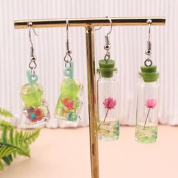 Dangle Earrings Summer Beach Eternal Flower Wishing Bottle For Woman Colourful Ice Cream Bubble Tea Earring Trend Women Jewellery Gifts