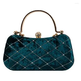 Evening Bags Vintage Korean Velvet Small Clutches For Women Classic Fashion Metal Handle Handbag Wedding Party Chain Shoulder Bag