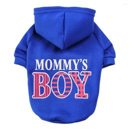 Dog Apparel Fleece Pet Hoodie For Small Medium Dogs Mommy's BOY Printed Puppy Sweatshirt Spring Autumn Hooded Clothes Cat Outfits