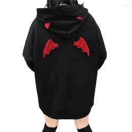 Women's Hoodies Teenager's Devil Wing Red Horns Sweatshirt Long Sleeve For Workout