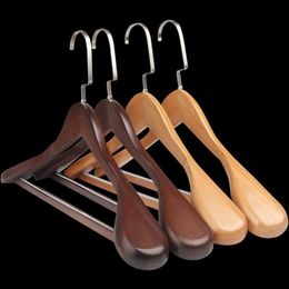 3Pcs set Adult Extra-Wide Solid Wood And Metal Hook Wooden Hangers With Notches Non-slip For Clothes W4029 & Racks2229