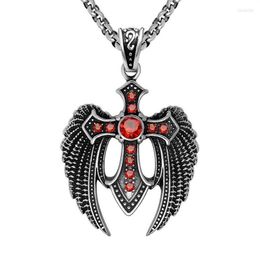 Pendant Necklaces MIQIAO Stainless Steel Titanium Red Zircon Gothic Eagle Vintage Collar Chains Necklace For Men Women Jewelry Gif3436