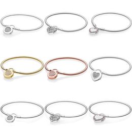 Moments Lock Your Promise Regal Heart Signature Padlock Bracelet Fit Fashion 925 Sterling Silver Bangle Bead Charm DIY Jewelry214F