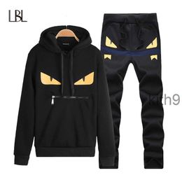 LBL Brand Casual Mens Tracksuit Hip Hop Sweat Suits Sets Hooded Tracksuits Male Streetwear Jogger Top + Sweatpants Set Plus Size KBTM