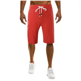 Men's Pants Fit Drawstring Summer Shorts Mens Solid Casual Classic Elastic Waist Pockets Simple Cargo Pantalones
