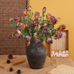 Decorative Flowers 1 Branch Practical Artificial Rose Flower No Water Need Multiple Layers Petals