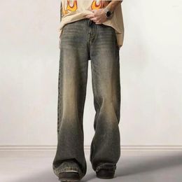 Men's Jeans Men Denim Trousers Retro Style Hip Hop With Gradient Contrast Color Wide Leg Design Stylish For A