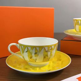 Designer Cups and Saucers Set New Sun Series Bone China Coffee Cup with Dish Exquisite Afternoon Tea Cup Gift Boxes
