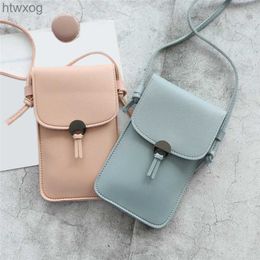 Cell Phone Pouches Transparent Touch Screen Retro Simple Mobile Phone Bag Women PU Chain Messenger Bags Small Flap Bag Mini Shoulder Bag YQ240131