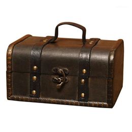 Jewelry Pouches Bags Retro Treasure Chest Vintage Wooden Storage Box Antique Style Organizer For Wardrobe Trinket Buckle1273W