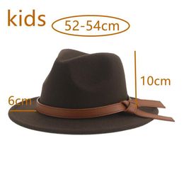 Kids Fedoras Girl Boys Panama Hats for Women Baby Child Small 52cm Felted Formal Cute Church Decorate New Kids Hat Chapeau Femme319w