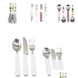 Dinnerware Sets Sublimation Blanks White Spoon Knife Fork Diy Heat Thremal Transfer Cutlery Stainless Steel Western Food Kitchen Din Dh9Xu