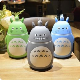 Noverlty Cute Cartoon Totoro Portable Thermos Bottle Creative Anime Termos Cup and Mug Glass Vacuum Flasks Bottle Drop 201214Y