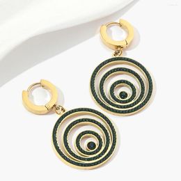 Stud Earrings Fashion 316L Stainless Steel Big Circles Swirl Pendant Dangle For Women Party Birthday Gift Waterproof Jewelry