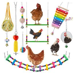 Other Bird Supplies Chicken Toys For Hens Xylophone Toy Bridge Swing Pecking Mirror