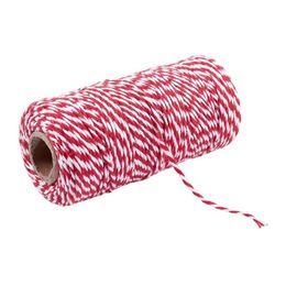 100m roll 1 5-2mm Cotton Twine Stripe Line for Wedding Party Favour Gift Craft Package Suppliesred white313v