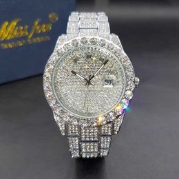 Other Watches Luxury Men Watch Bling Big Diamond Quartz Watches Male Hip Hop Rock Stylish Waterproof Calendar Wristwatches Droshipping J240131