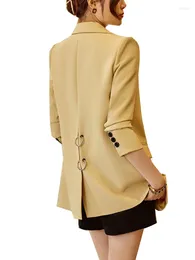 Women's Suits Women Loose Casual Blazer Ladies Yellow White Black Female Long Sleeve Single Breasted Solid Jacket Coat REFF-1987