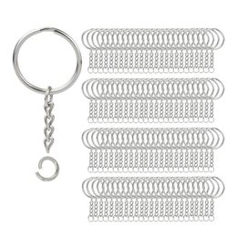 200Pcs Split Key Chain Rings with Chain Silver Key Ring and Open Jump Rings Bulk for Crafts DIY 1 Inch 25mm338z