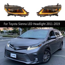 Front Lamp DRL Daytime Running Light Streamer Turn Signal For Toyota Sienna LED Headlight Assembly 11-19 Car Accessories