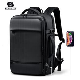 Fenruien Backpack Men 17.3 Inch Laptop Backpacks Expandable USB Charging Large Capacity Travel Backpacking With Waterproof Bag 240127