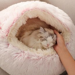 New warm dog and cat bed circular plush cat house cave pet cat mat basket sleep mat for cat mini dog Chihuahua nest 240131