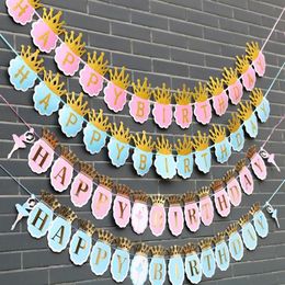 Ballet Dancer Paper Crown Happy Birthday Banner Party Decorations Kids Garland Boy Girl Child Bunting Adult Favors Supplies E272Z