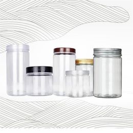 250ml 350ml Transparent Small Plastic PET Jars With Aluminium Lid Clear Empty Cosmetic Sample Jar With Lid In stock1338T