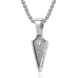 Pendant Necklaces Retro Eye Of Horus Ankh Egyptian Cross Necklace Spearhead Arrowhead For Men Stainless Steel Jewelry226U