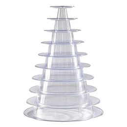 Jewelry Pouches Bags 10 Tier Cupcake Holder Stand Round Macaron Tower Clear Cake Display Rack For Wedding Birthday Party Decor278e