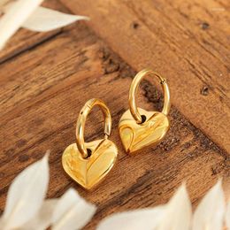 Hoop Earrings Ins 18K Gold Plated Stainless Steel Heart Love Earring For Women Waterproof Hypoallergenic Jewellery Gift