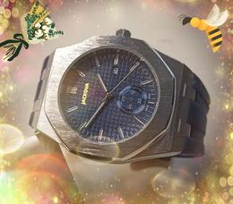 All dials working Stopwatch Men Luxury Multi Styles Design Watches With Calendar Rubber Stainless Steel Strap Top Brand Quartz Movement Wristwatch Chain Bracelet
